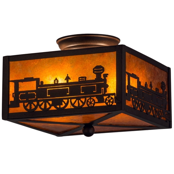 Meyda Tiffany 23985 Train 2 Light 14-1/2" Wide Flush Mount Ceiling Fixture - Bronze