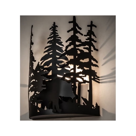 Meyda Tiffany 241558 Bear Through The Trees 13" Tall Wall Sconce - Black Satin Wrought