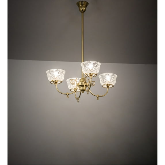 Meyda Tiffany 241993 Revival Gas And Electric 4 Light 28" Wide Chandelier - Brass