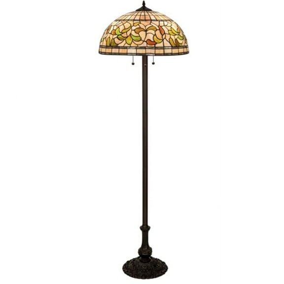 60" High Tiffany Turning Leaf Floor Lamp