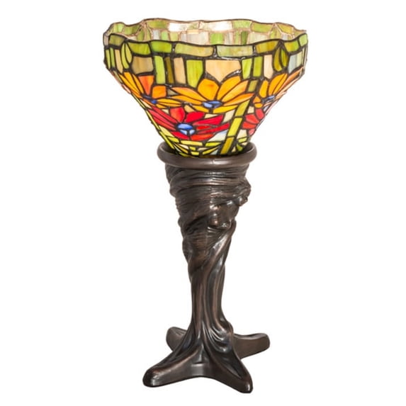 Meyda Tiffany 247501 Tiffany Poinsettia 15" Tall Buffet Table Lamp - MultiColor