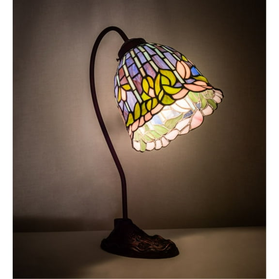 Meyda Tiffany 247789 Tiffany Flowering Lotus 18" Tall Gooseneck Table Lamp - MultiColor