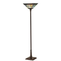 Meyda Lighting 70" High Tiffany Jeweled Peacock Torchiere