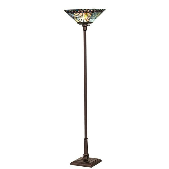 Meyda Lighting 70" High Tiffany Jeweled Peacock Torchiere