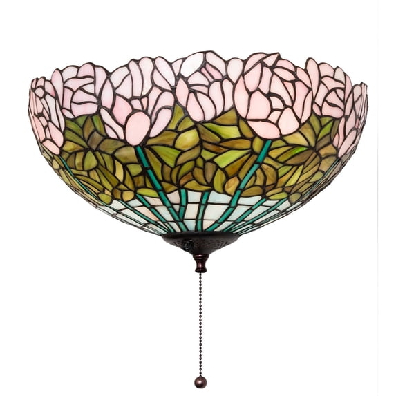 16" Wide Tiffany Cabbage Rose Fan Light Fixture