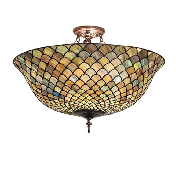 Meyda Tiffany 256191 Tiffany Fishscale 3 Light 16" Tall Semi-Flush Bowl Ceiling Fixture -