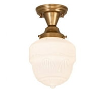 Meyda Tiffany 259699 Revival Schoolhouse 8" Wide Semi-Flush Ceiling Fixture - Satin Brass