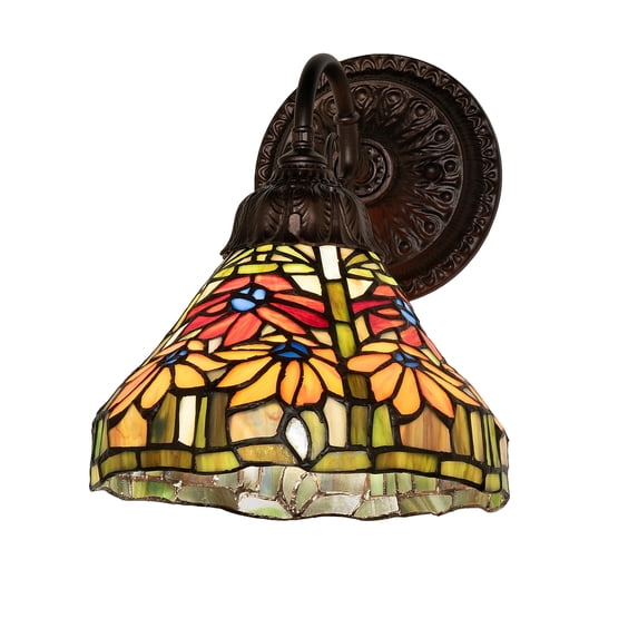Meyda Lighting 8" Wide Tiffany Poinsettia Wall Sconce - N/A