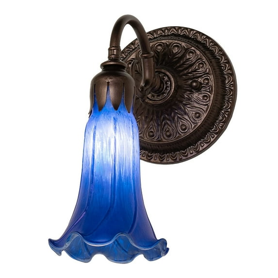 5.5" Wide Blue Tiffany Pond Lily Wall Sconce