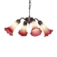thumbnail image 1 of 19" Wide Seafoam/Cranberry Tiffany Pond Lily 4 Light Fan Light, 1 of 5