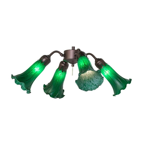 Meyda Lighting 19" Wide Green Tiffany Pond Lily 4 Light Fan Light