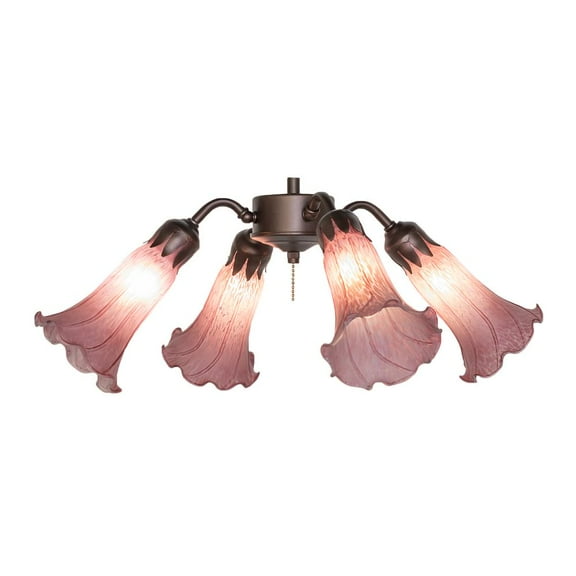 Meyda Lighting 19" Wide Lavender Tiffany Pond Lily 4 Light Fan Light