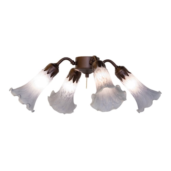 Meyda Tiffany 261510 Gray Tiffany Pond Lily 19" Wide 4 Light Ceiling Fan Light Kit -