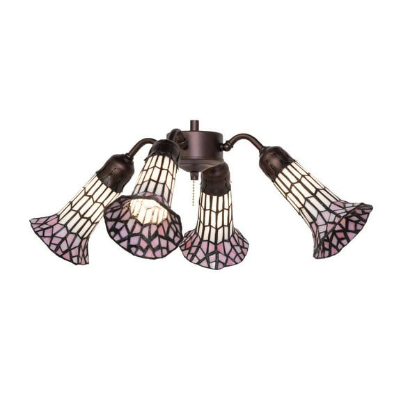 Meyda Lighting 19" Wide Stained Glass Pond Lily 4 Light Fan Light