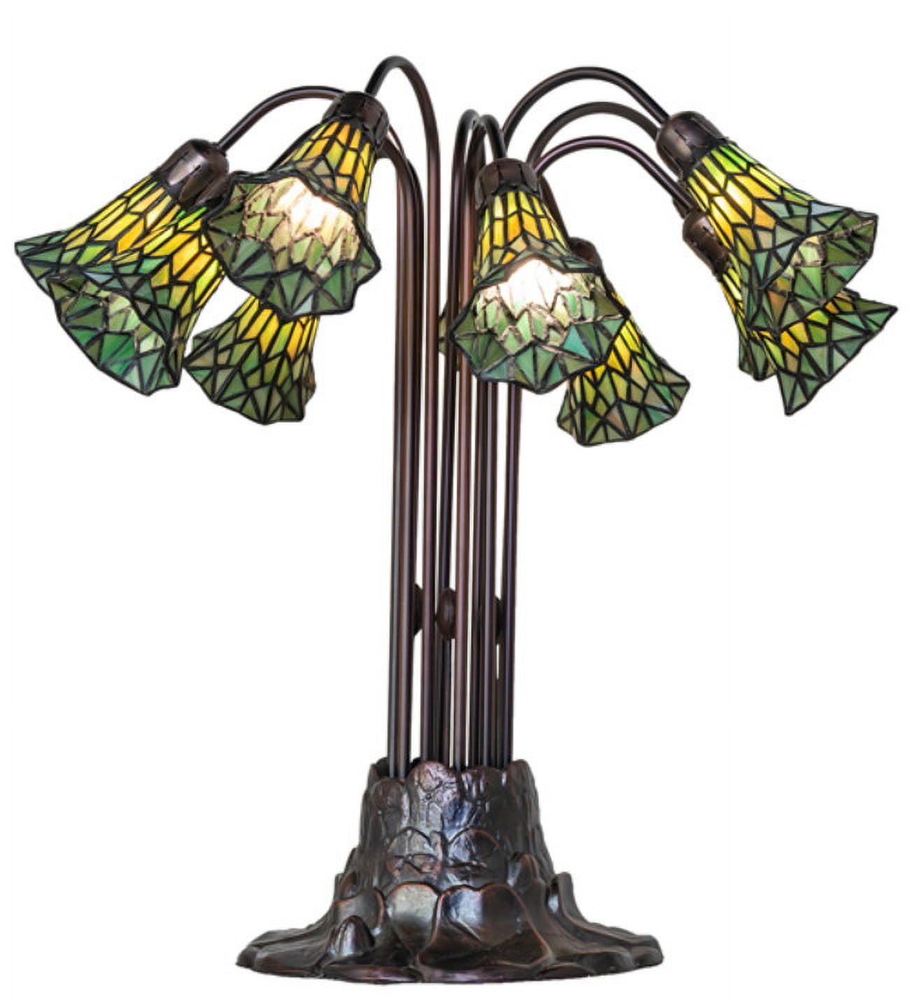 Mahogany Bronze 24" Table Lamp with Green Stained Glass Shades