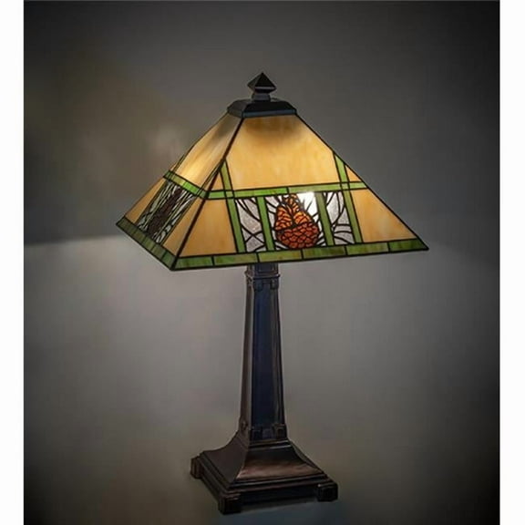 Meyda 263185 24 in. High Pinecone Ridge Table Lamp - Mahogany Bronze