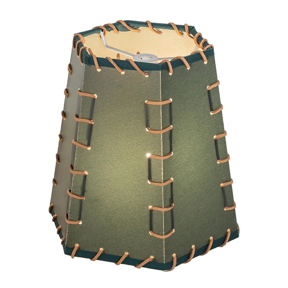 7" Wide Faux Leather & Rawhide Hexagon Shade