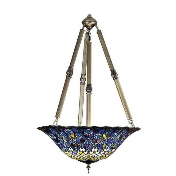 Meyda Tiffany 26549 24"W Tiffany Peacock Feather Inverted Pendant OS