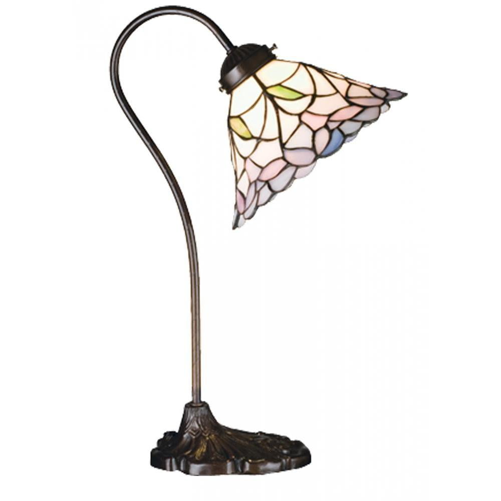 Mahogany Bronze 18" Stained Glass Desk Lamp with Adjustable Arm