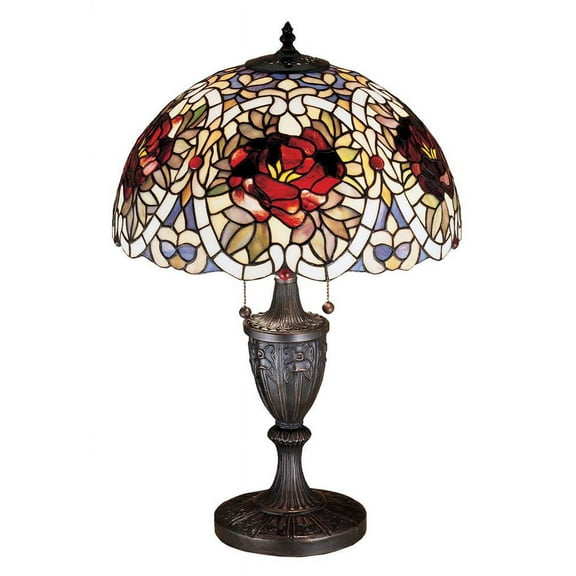 Meyda Tiffany 26674 Stained Glass / Tiffany Table Lamp From The Renaissance Rose