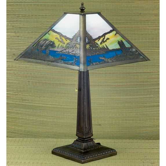 Meyda Tiffany 26759 Table Lamp From The Deer & Bear Collection - Hand Painted