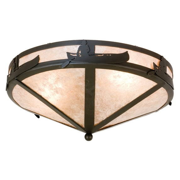 Meyda Tiffany 26880 16" W Canoe At Lake Flush Mount Ceiling Fixture - MultiColor
