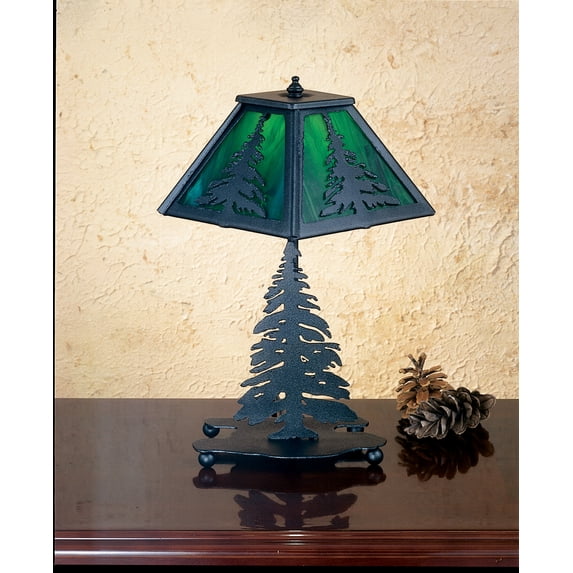 Meyda Tiffany 27107 Lodge Style Accent Table Lamp From The Pine Tree Collection - Green