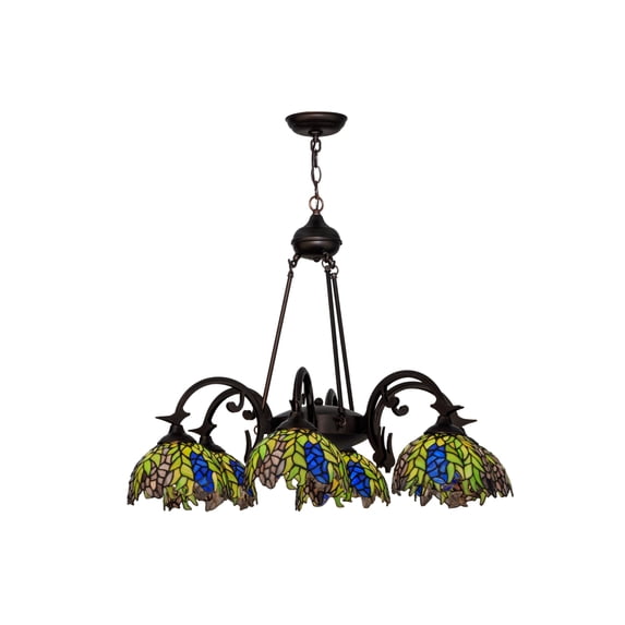 Meyda Tiffany 27397 Tiffany Honey Locust 6 Light 32" Wide Chandelier - Tiffany Glass