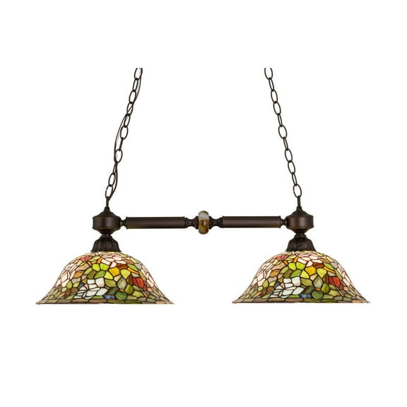 Meyda Tiffany 27409 Tiffany Rosebush 2 Light 38" Wide Linear Chandelier - Tiffany Glass
