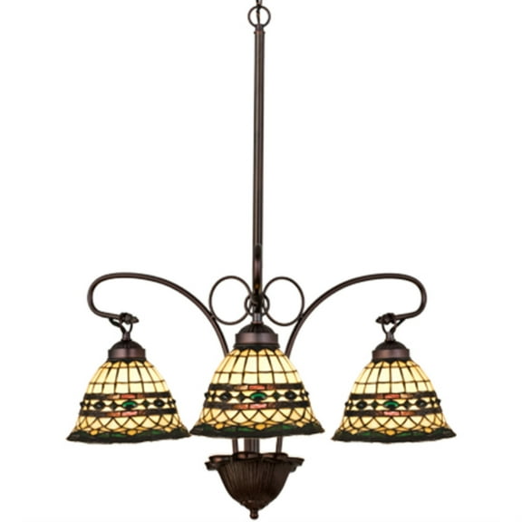 Meyda Tiffany 27421 Tiffany Roman 3 Light 28" Wide Chandelier - Tiffany Glass