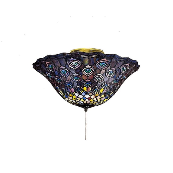 Meyda Tiffany 27435 Tiffany Peacock Feather 3 Light 16" Wide Flush Mount Ceiling Fixture -