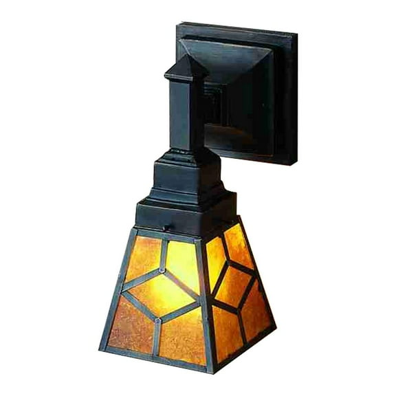 Meyda Tiffany 5" Amber Mission stlye 1-Light Wall Sconce, Mahogany Bronze