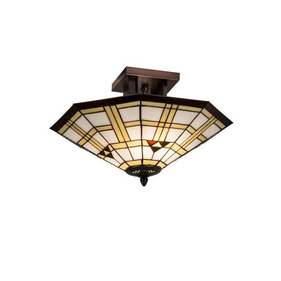 Meyda Tiffany - 28284 - Two Light Flushmount - Arrowhead Mission - Ca Beige Amber-85pack