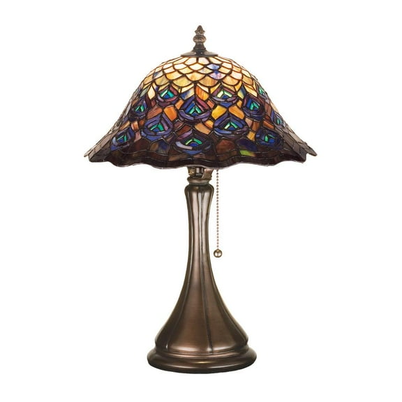 Meyda Lighting 18"H Tiffany Peacock Feather Accent Lamp