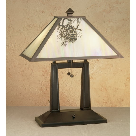 Meyda Tiffany 28643 Pinecone Craftsman / Mission Table Lamp From The Craftsman Signature