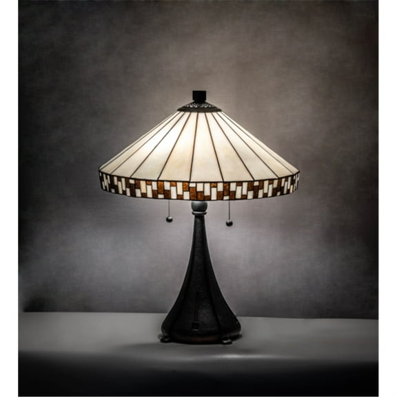 Meyda Tiffany 29137 Vintage Tiffany Two Light Table Lamp - MultiColor