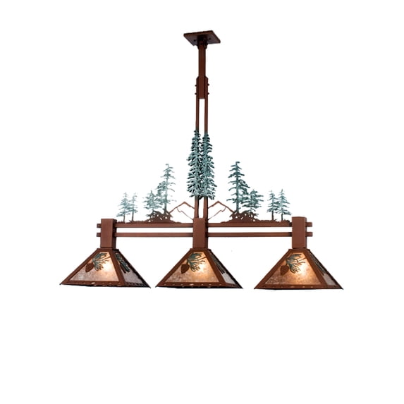 Meyda Tiffany 29365 Tall Pines 3 Light 45" Wide Linear Chandelier - Rust