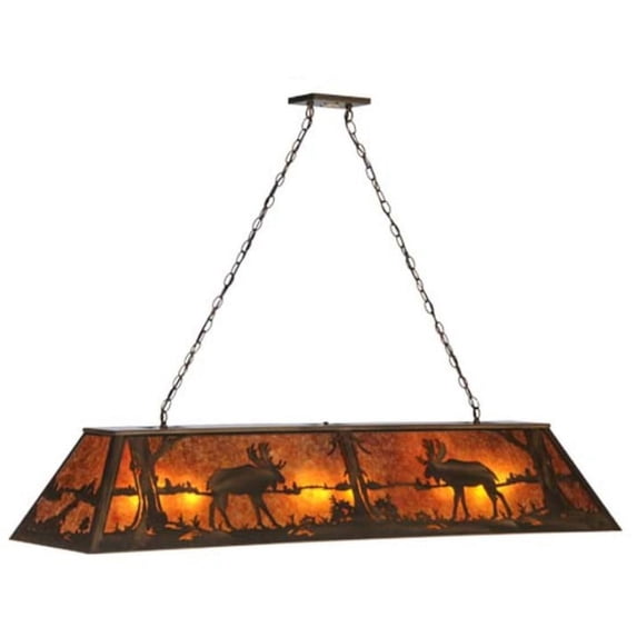 Meyda Tiffany 30333 Moose At Lake 9 Light 61" Wide Linear Pendant - Copper