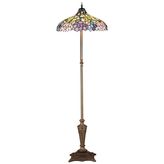 Meyda Tiffany 30451 Vintage Stained Glass / Tiffany Floor Lamp From The Wisteria