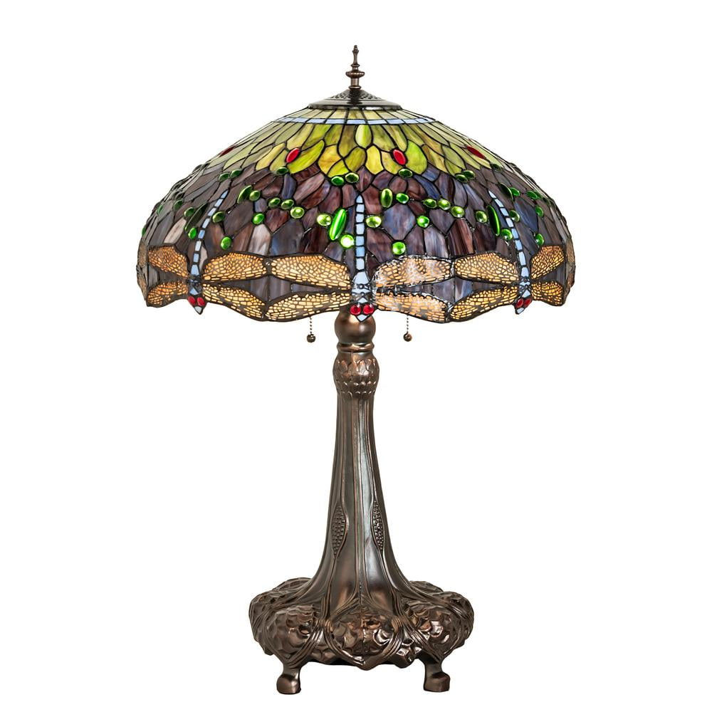 Tiffany Style Blue Stained Glass 3-Light Table Lamp