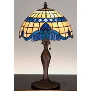 Meyda Tiffany 31201 Baroque - 1 Light Accent Lamp Mahogany Bronze Finish with Blue/Beige Glass