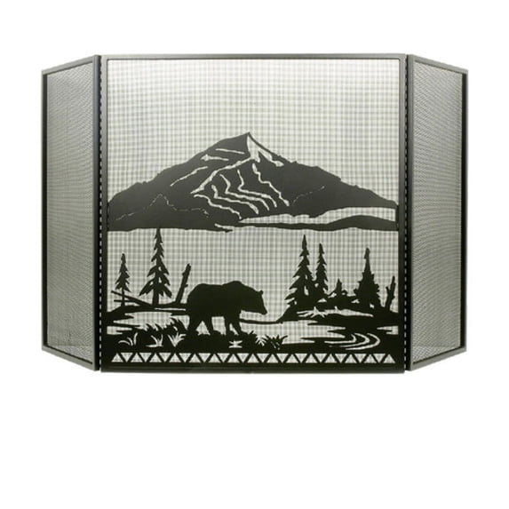 Meyda Tiffany 31616 Mesh Screen Fire Screen From The Black Bear Collection - Black