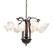 24" Wide White Tiffany Pond Lily 12 Light Chandelier