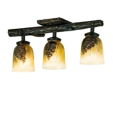 Meyda Tiffany 34470 Pinecone 3 Light 23" Wide Semi-Flush Linear Ceiling Fixture - Golden