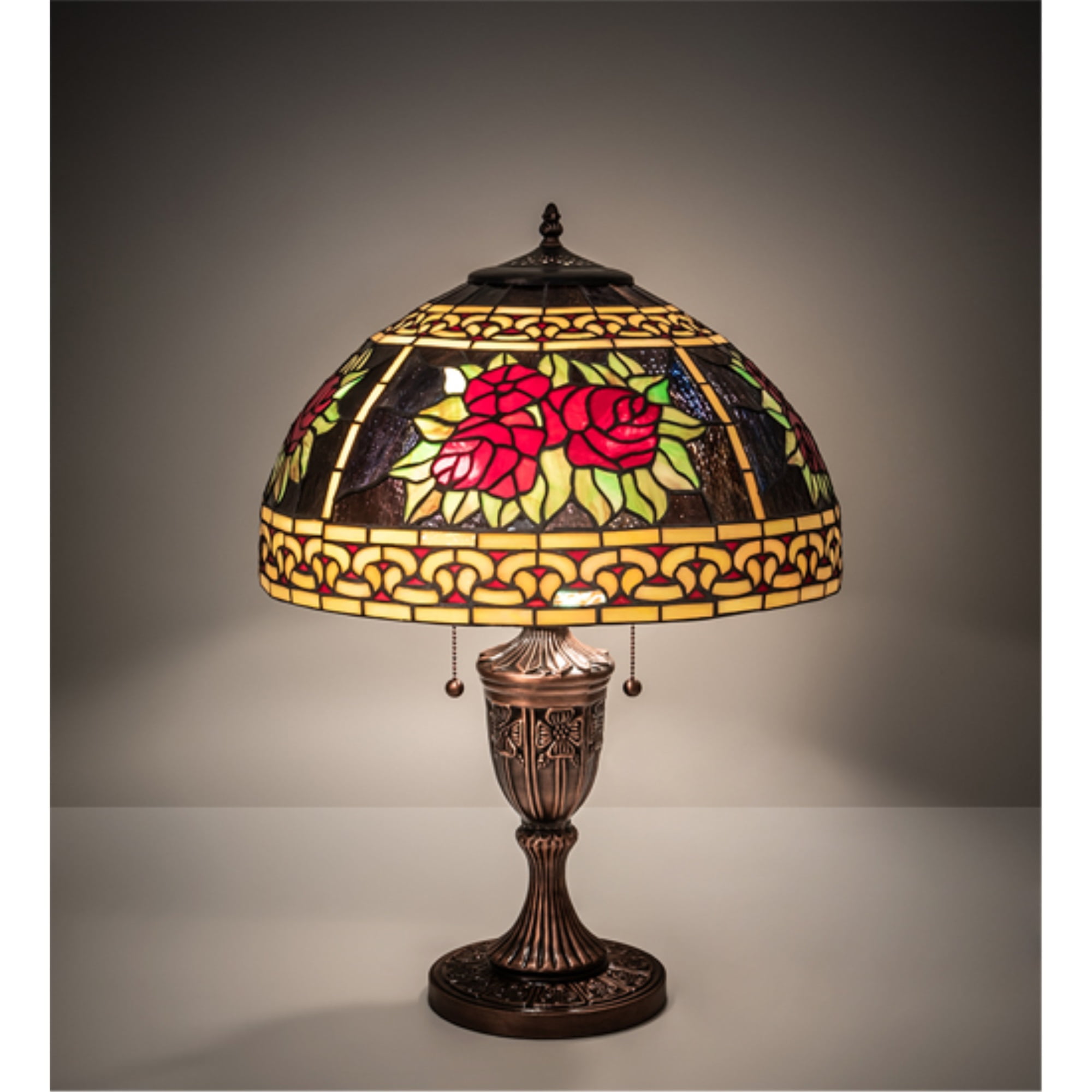 Mahogany Bronze 25" Table Lamp with Stained Glass Shade