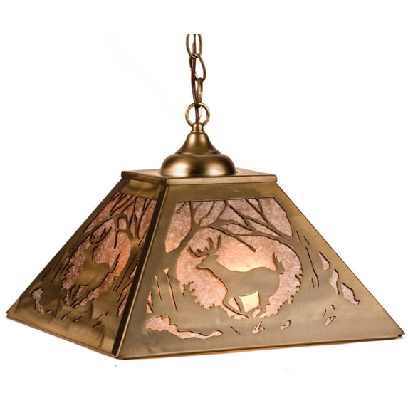Meyda Tiffany 38690 16" Square Deer At Dawn Pendant - Copper