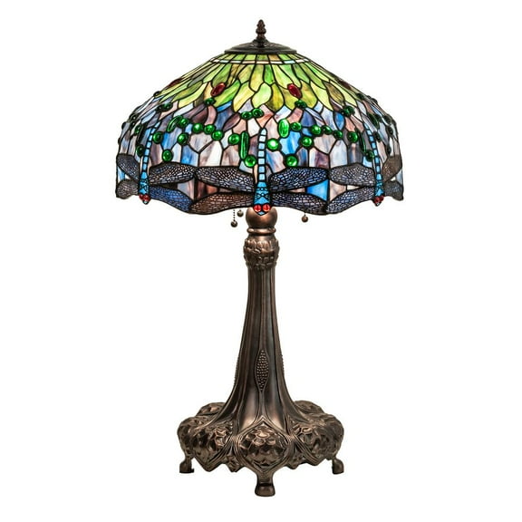 Meyda Lighting 31" High Tiffany Hanginghead Dragonfly Table Lamp