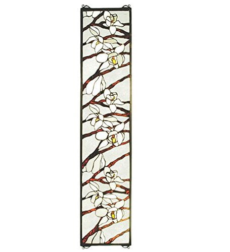 Meyda Tiffany 47887 Magnolia Stained Glass Window, 9" Width x 42" Height