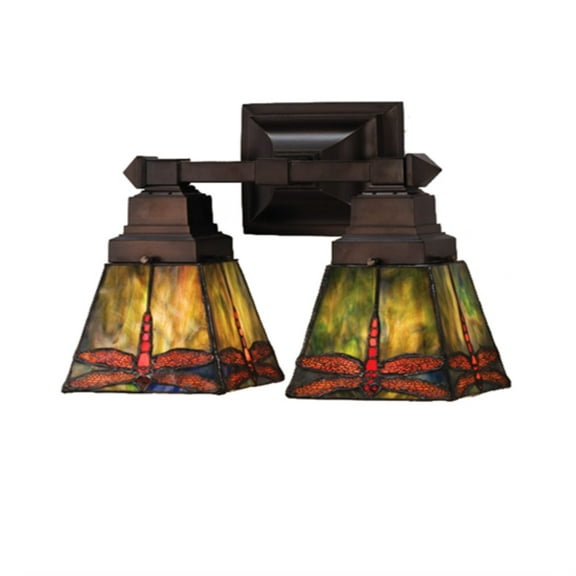 Meyda Tiffany 48188 Stained Glass / Tiffany 2 Light 12" Wide Bathroom Fixture From The