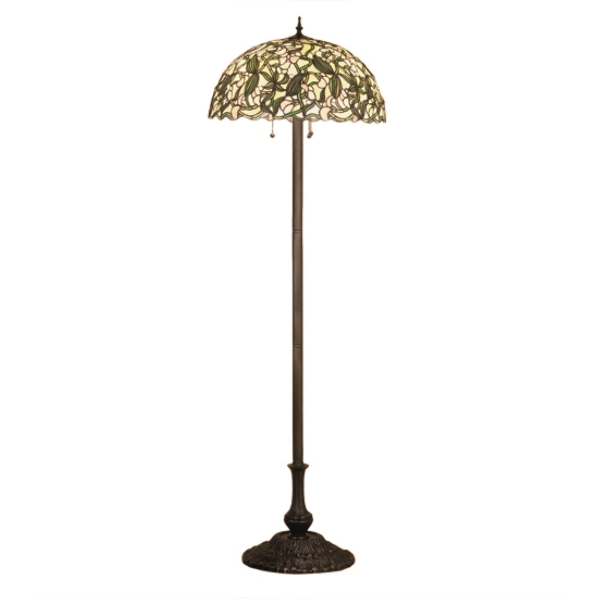 Tiffany Style Bronze Stained Glass Floor Lamp